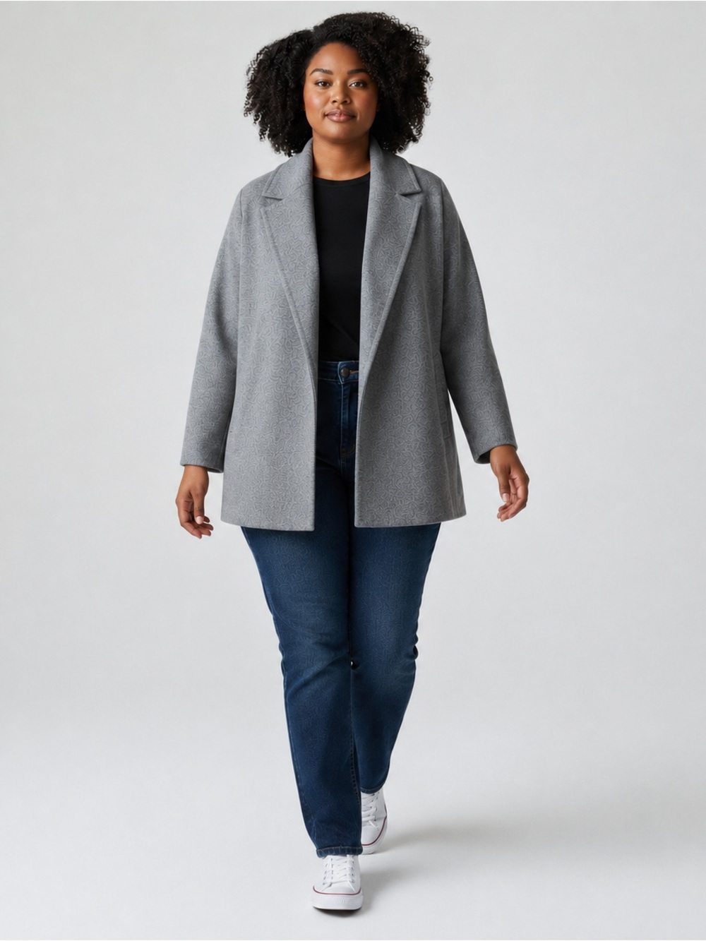 Zoran Vintage 1990’s Wool and Angora Light Gray Open Front Drape Jacket